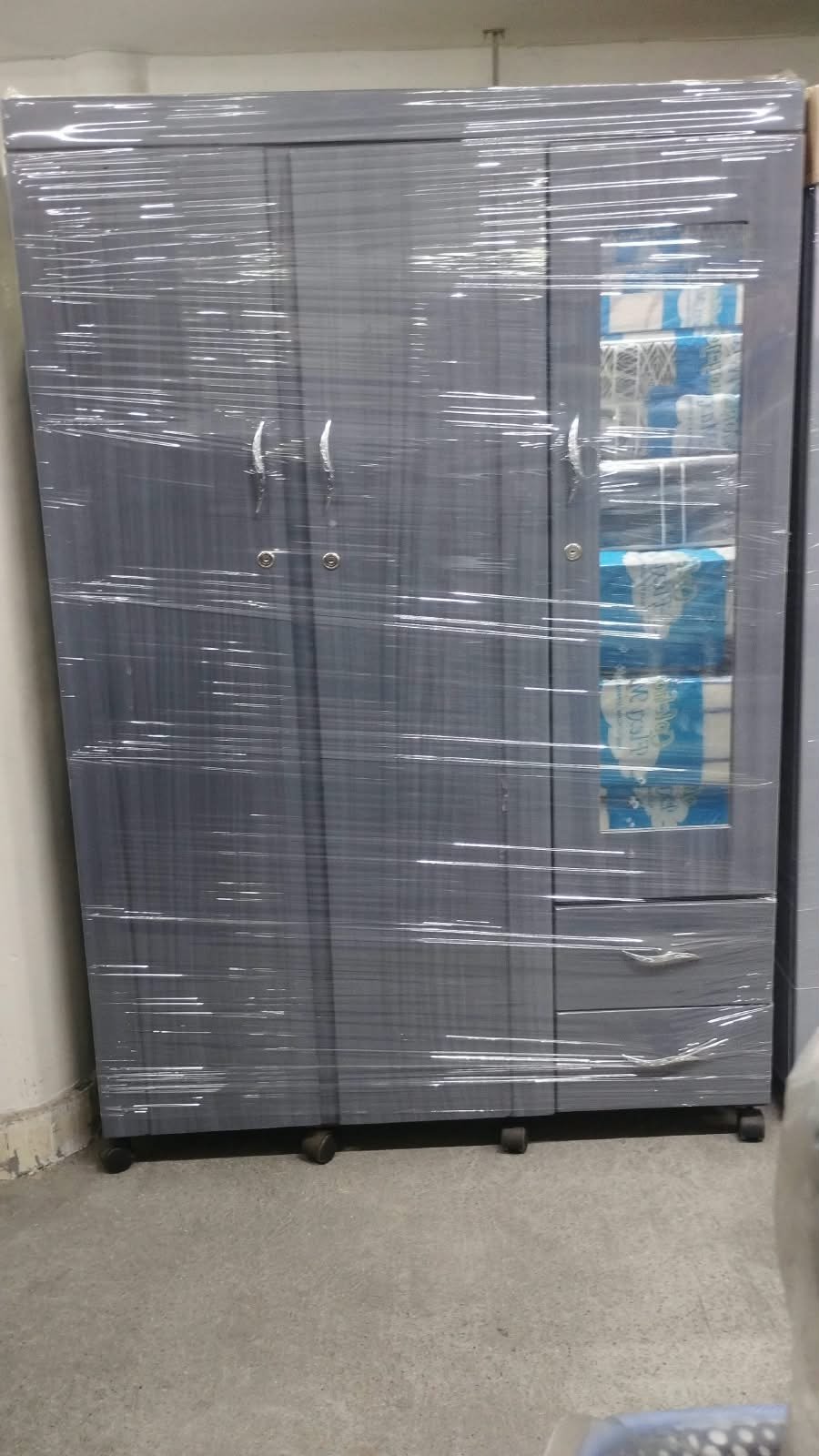 Armario 120 cm color gris, armario de madera con espejo central - armarios en Cali con pago contra entrega