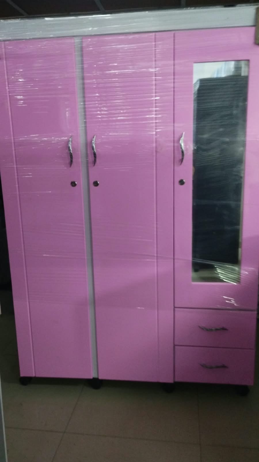 Armario 120 cm color rosa (modelo 2), ropero de madera con espejo y cajones - armarios en Cali con pago contra entrega